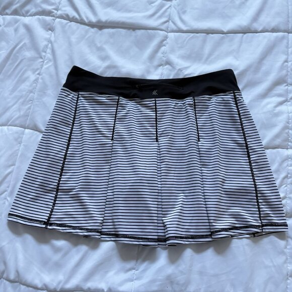 Kyodan Pleated Skort Skirt Womens Size Large Black White Striped Golf Tennis - Picture 6 of 7